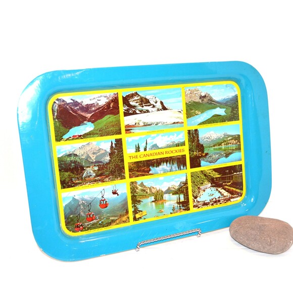 Vintage Metal Tray Souvenir The Canadian Rockies Decor and Serving - Picture 1 of 4